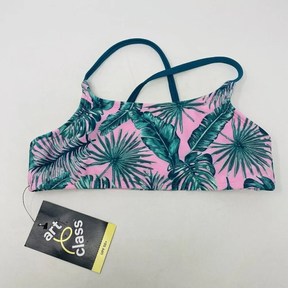 Art Class Girls Size Medium 8 Miami Tropics Bralette Bikini Swim‎ Top Pink 1320